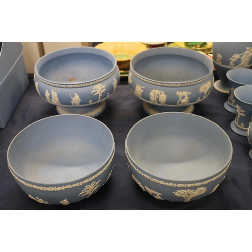 70 - Wedgwood Jasper Ware to include two footed bowls, 20cm diameter, and two similar bowls.