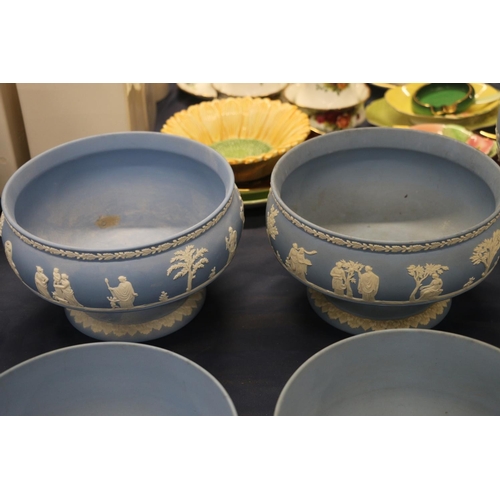 70 - Wedgwood Jasper Ware to include two footed bowls, 20cm diameter, and two similar bowls.