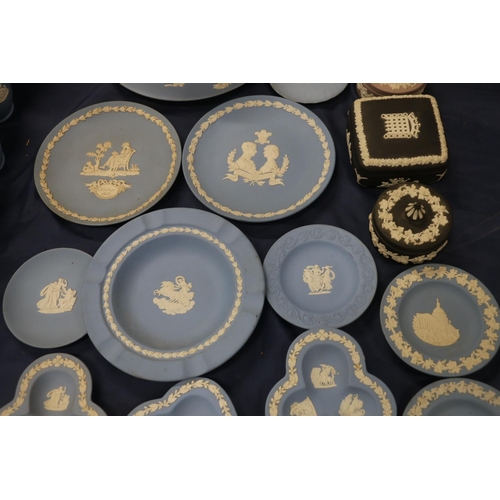 74 - Wedgwood Jasper Ware to include trinket dishes, a tazza, etc.