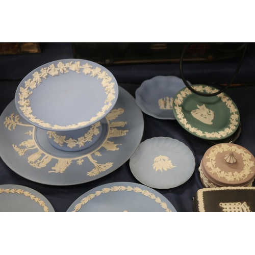 74 - Wedgwood Jasper Ware to include trinket dishes, a tazza, etc.