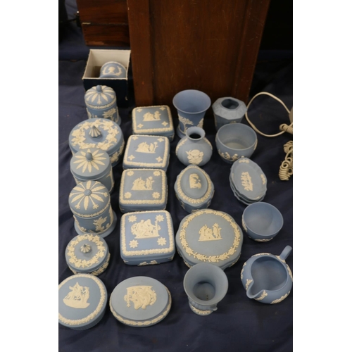 75 - Wedgwood Jasper Ware to include jars and covers, powder dishes, trinket boxes, etc.