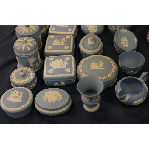 75 - Wedgwood Jasper Ware to include jars and covers, powder dishes, trinket boxes, etc.