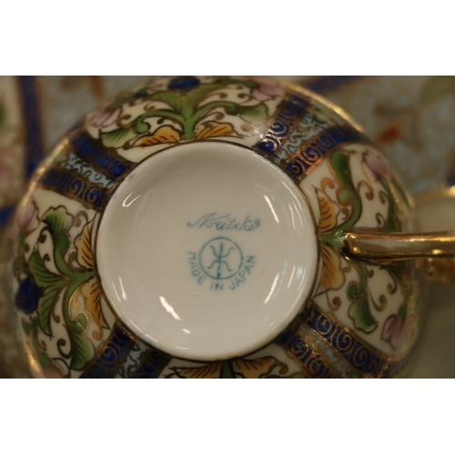 81 - Six Noritake floral decorated tennis sets, and a Paragon blue and gilt decorated coffee pot.