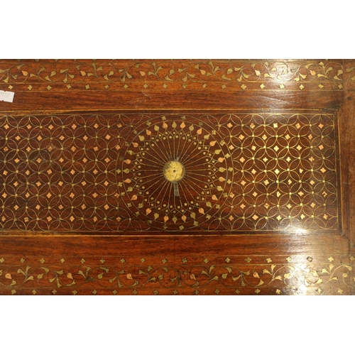 83 - Indian brass and copper inlaid tray, 56cm wide.