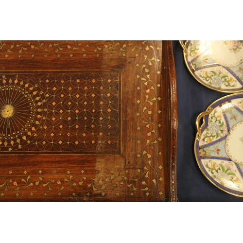 83 - Indian brass and copper inlaid tray, 56cm wide.