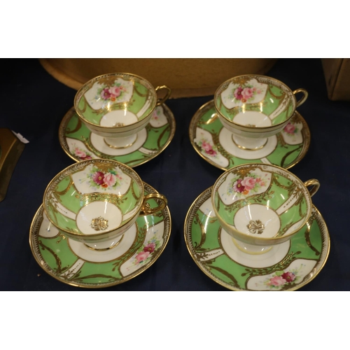 91 - Six Noritake floral and gilt decorated cups and saucers, etc.