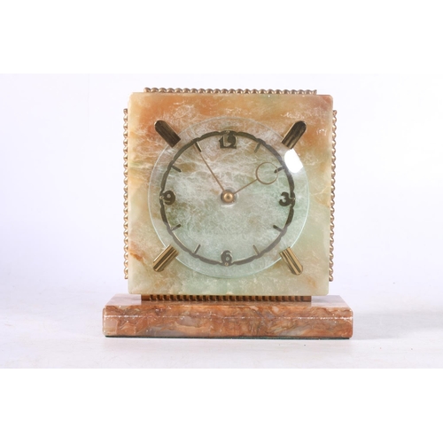 93 - Art Deco style alabaster mantel clock.