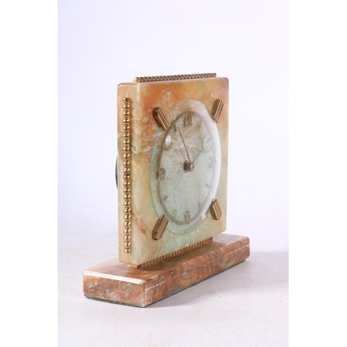 93 - Art Deco style alabaster mantel clock.