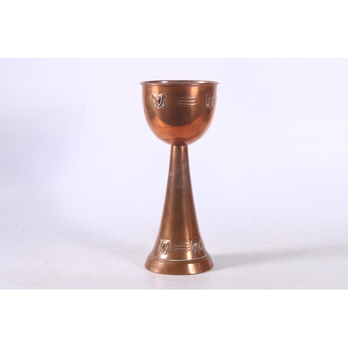 96 - Art Nouveau style copper and brass chalice in the manner of WMF.