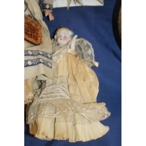 104 - German bisque headed doll by Armand Marseille, and another smaller, largest 46cm.