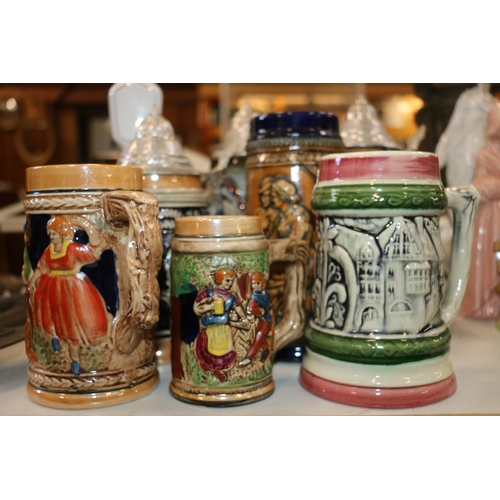 123 - German style steins.  (7)