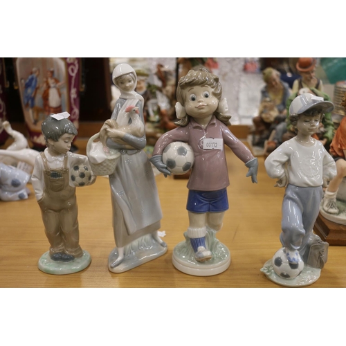 132 - Four Lladro figurines to include Sport Billy 1978, Rotary International, etc.