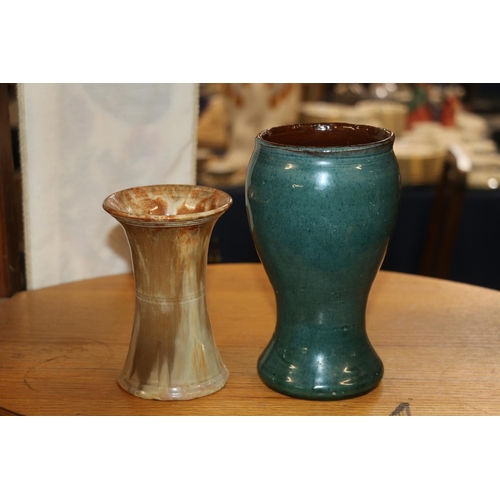 61 - Studio Pottery to include a Schofield Penrith green glazed baluster vase, a Pembury ware vase, and t... 