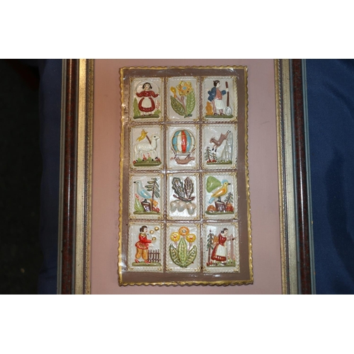 63 - Two Roselene Meyer Gallery German embossed figural plaques, in original frames.