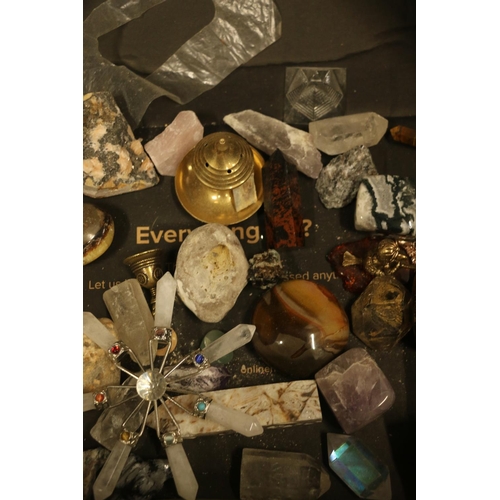 169 - Case containing crystals and minerals.