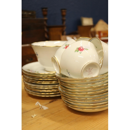 170 - New Chelsea China porcelain part teaset decorated with roses and bluebells.