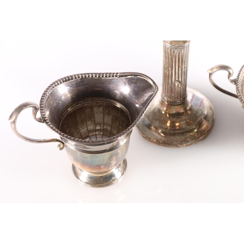 12 - Hallmarked silver cream jug and matching sugar bowl, Adie Brothers, Birmingham 1930, together with a... 