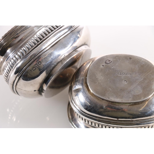 13 - Pair of Edward VII silver salts with gadroon borders, Chester 1903, together with a hallmarked silve... 