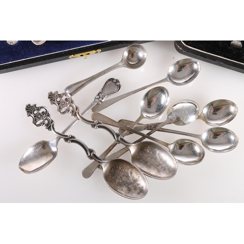 17 - Set of six Walker and Hall cased silver coffee spoons, Birmingham 1953, together with one other case... 