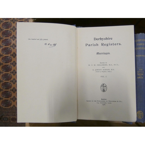 170 - PHILLIMORE & CO. (Pubs).  Derbyshire Parish Registers. Vols. 1 to 15. Ltd. eds. of 150 or l... 