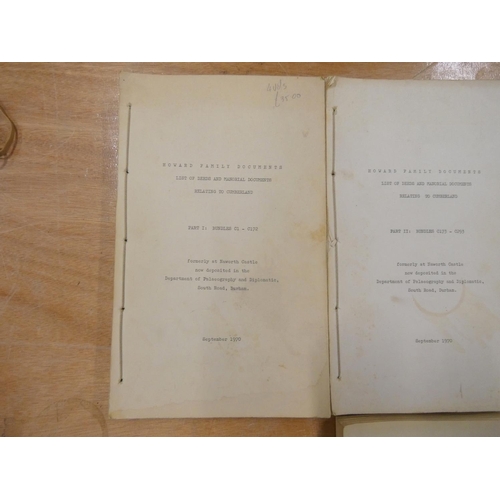 179 - Howard Family Documents.  Lists of documents formerly at Naworth Castle. 4 vols. Typescrip... 