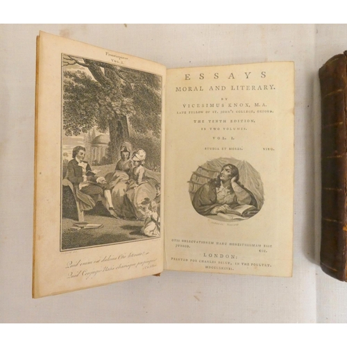 185 - KNOX VICESIMUS.  Essays Moral & Literary. 2 vols. Eng. frontis & title vignette to... 