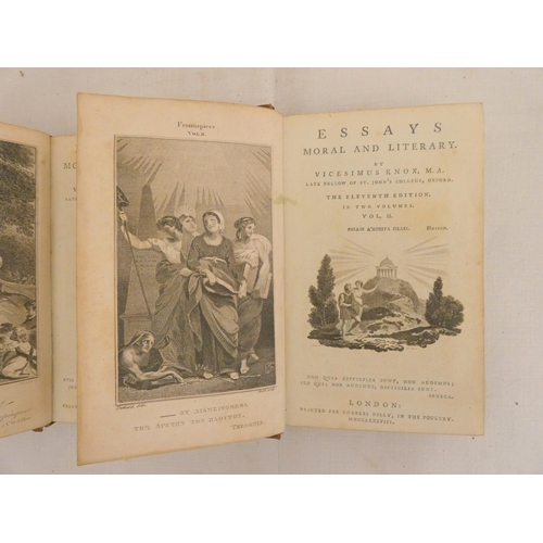 185 - KNOX VICESIMUS.  Essays Moral & Literary. 2 vols. Eng. frontis & title vignette to... 