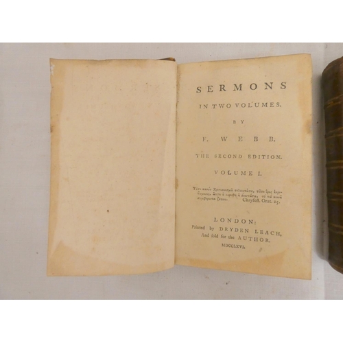 186 - WEBB F.  Sermons in Two Volumes. 2 vols. Subscriber's list. 16mo. Old calf. Book label of ... 