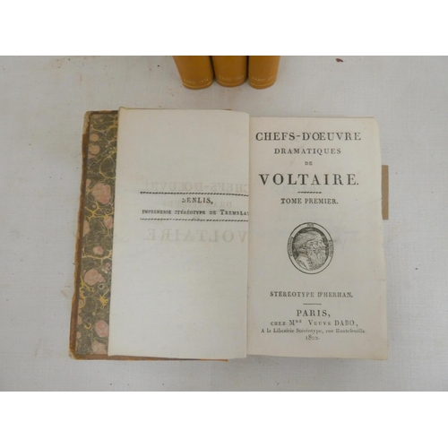 189 - VOLTAIRE.  Chefs-D'Oeuvre Dramatiques. 4 vols. Half titles. 12mo. Rebacked tree calf, marb... 