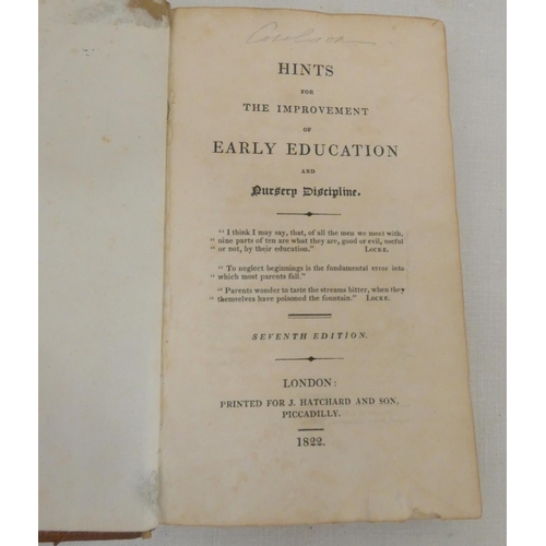 190 - (HOARE LOUISA GURNEY).  Hints for the Improvement of Early Education & Nursery Discipline. Calf,... 