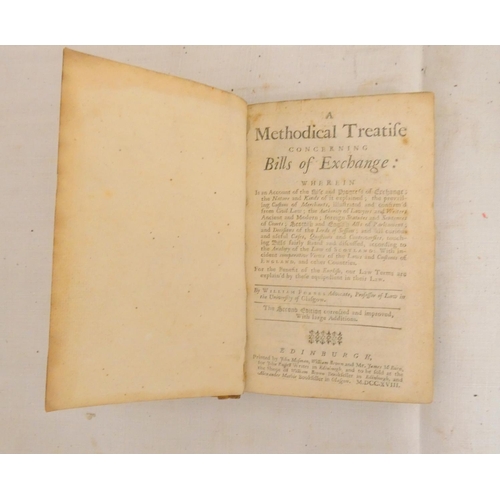 195 - FORBES WILLIAM.  A Methodical Treatise Concerning Bills of Exchange. Publisher's adverts. ... 