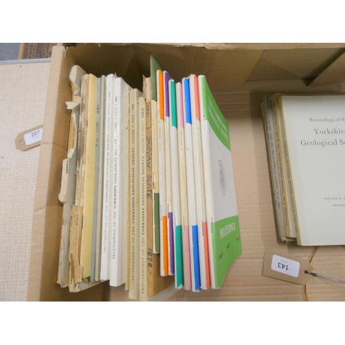 207 - Geology.  A carton of transactions, periodicals, etc. incl. Yorkshire Geological Society, ... 