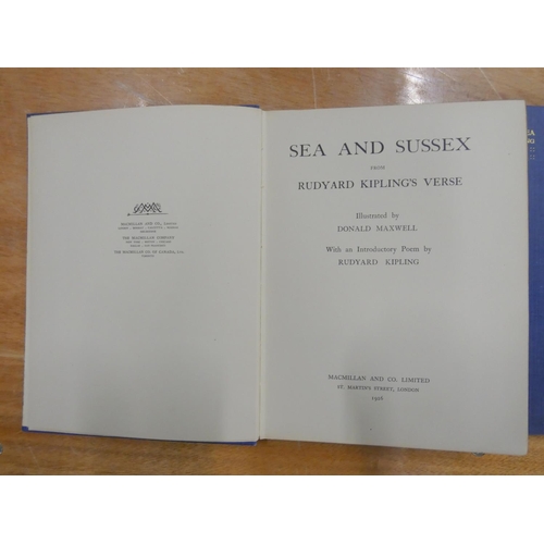 73 - KIPLING RUDYARD.  Sea & Sussex and Songs of the Sea. 2 vols. Mounted col. plates by Do... 