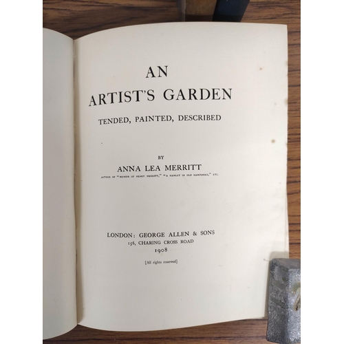 95 - MERRITT ANNA L.  An Artist's Garden. Tipped in col. plates. Quarto. Orig. green pict. clot... 