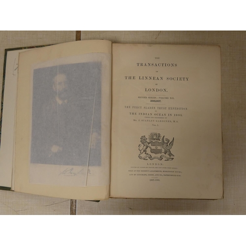 292 - LINNEAN SOCIETY.  The Percy Sladen Trust Expedition to the Indian Ocean in 1905. Vol. 1. P... 