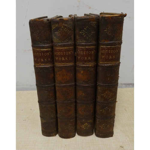 296 - ADDISON JOSEPH.  The Works. 4 vols. Eng. port. frontis & eng. vignette. Old panelled c... 