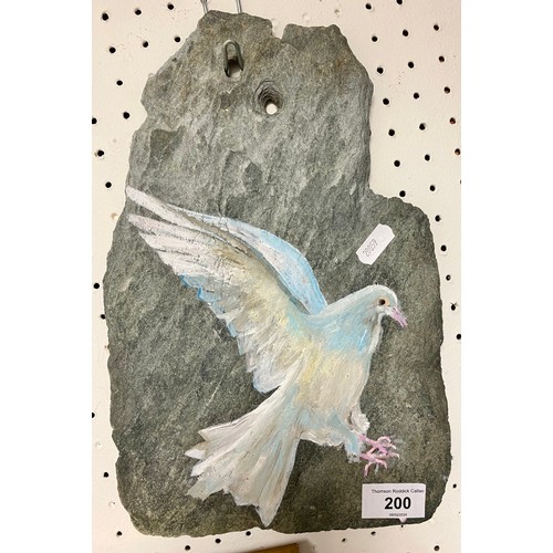 200 - Painted slate depicting a dove