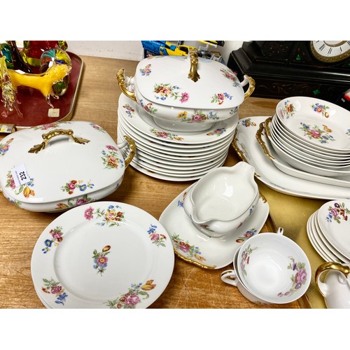 232 - Extensive Limoge floral pattern dinner service.