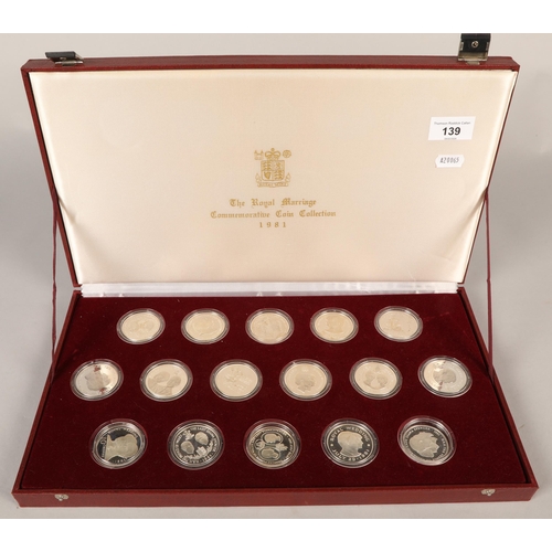 139 - The Royal Marriage Commemorative Coin Collection 1981 silver proof set(16 coins)