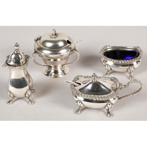 154 - Silver cruet set, various marks (4)