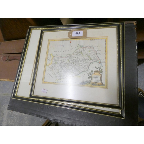 324 - KITCHIN T.  A New Map of Berwick Shire. Hand col. eng. antique map in Hogarth frame; also ... 