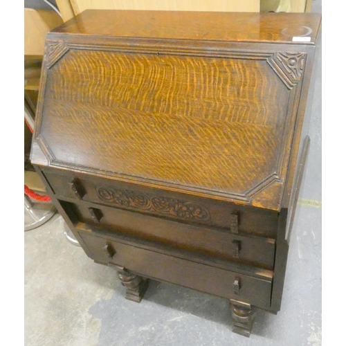 328 - Mid-century oak writing bureau.