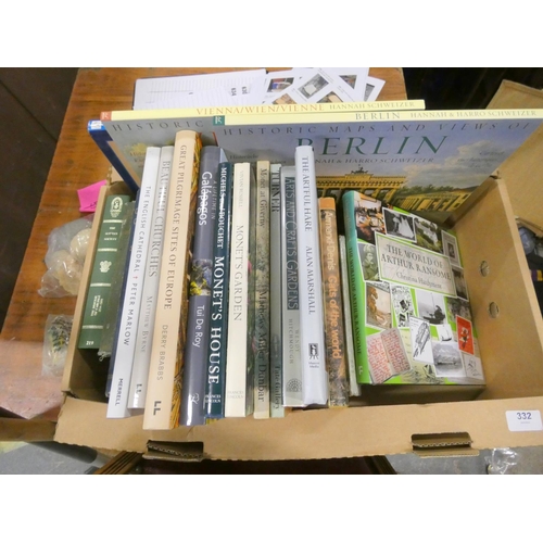 332 - Large box of reference books, travel and gardening.