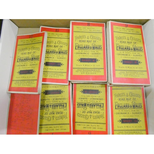 414 - Box of vintage folding Ordnance Survey maps of England and Wales