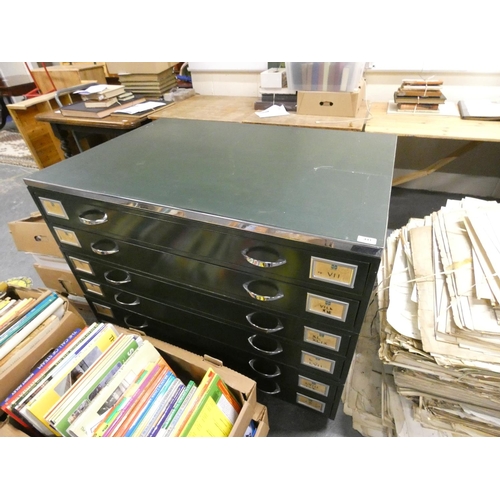 441 - Large green metal six drawer plan chest made by Milner