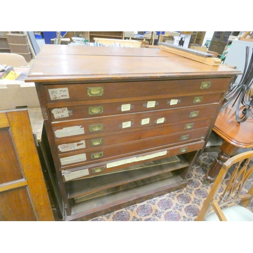 444 - Large oak six drawer plan chest a/f