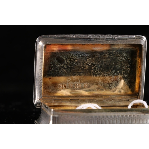 100 - Edwardian antique parcel gilt silver snuff box of rectangular form with raised floral border, concav... 