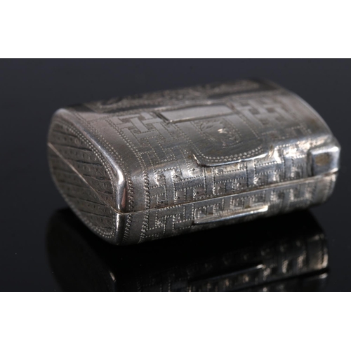 111 - Georgian antique silver novelty snuff box in the form of a briefcase or satchel with engraved patter... 