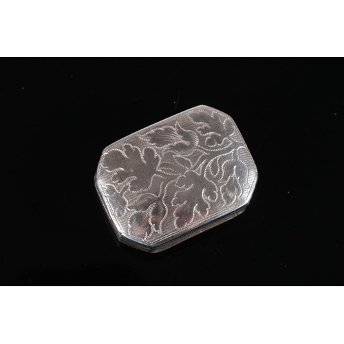 114 - Georgian antique silver vinaigrette of rectangular form with canted corners and leaf design nail wor... 