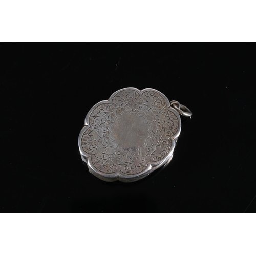 115 - Victorian antique silver vinaigrette of lobed oval form with engraved leaf design, by Colen Hewer Ch... 